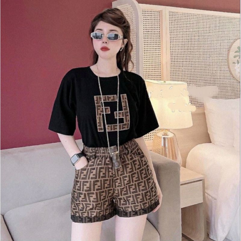 Set bộ nữ thun cotton in chữ mịn mát, bộ đùi nữ mặc nhà hay đi chơi đều xinh - HTR