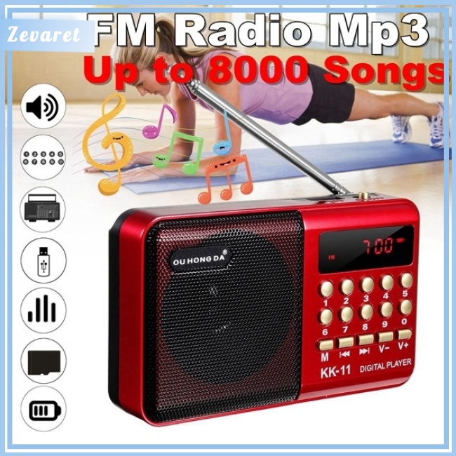 Radio Mini Cầm Tay Zevaret K11 FM Kiêm Đài FM USB Hỗ Trợ Thẻ TF Nghe Nhạc MP3