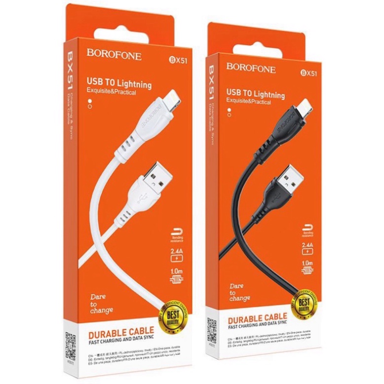 Cáp Sạc Nhanh Borofone BX51 Lightning/Micro/Type-C 2.4A/Dài 1M