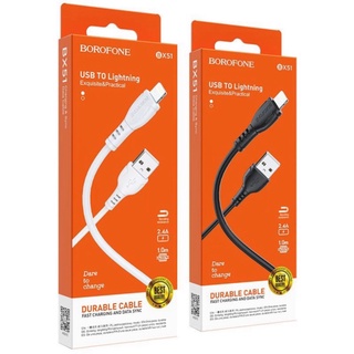 Cáp sạc nhanh borofone bx51 lightning/micro/type-c 2.4a/dài 1m