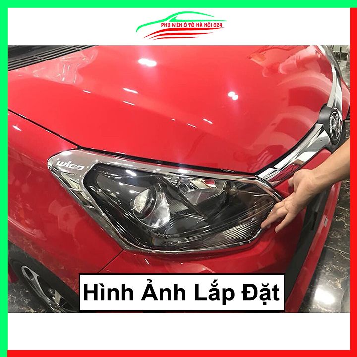 Ốp viền đèn pha hậu mạ crom Toyota Wigo chống trầy trang trí bảo vệ xe