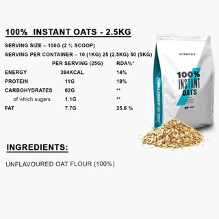 Myprotein oats Yến Mạch Bột - Bột Yến Mạch Oat - Nhiều Vị - Có thể Pha với nhiều loại thức uống như whey protein 1kg