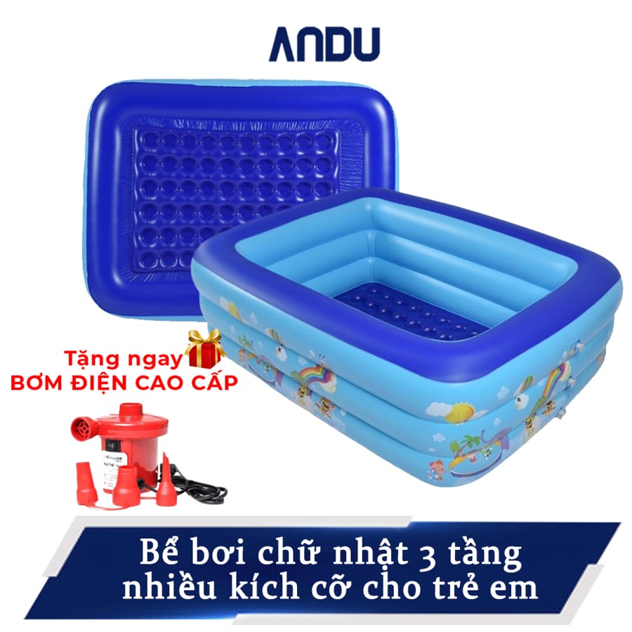 Bể Bơi Phao Hơi Cho Bé, Hồ Bơi Bơm Hơi Thành Cao Đủ Size Cho Trẻ Em Có Kèm Bơm