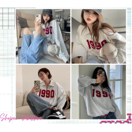 Áo Sweater Nữ Chất Liệu Nỉ, Khóa Kéo Cổ Áo - Áo Dài Tay Nữ Form Rộng 1990 Basic AT11