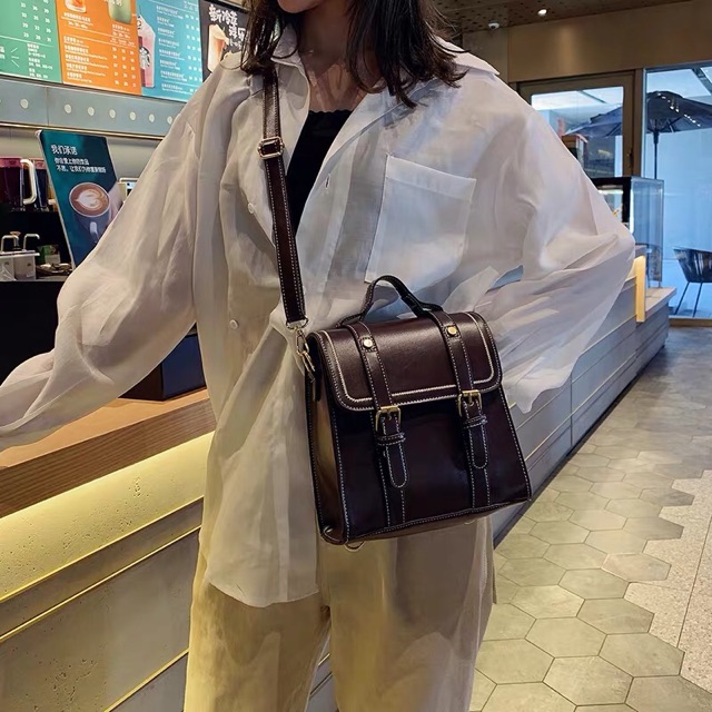 BALO NỮ DÁNG VUÔNG BALO MINI VINTAGE HỌC SINH DA PU ULZZANG