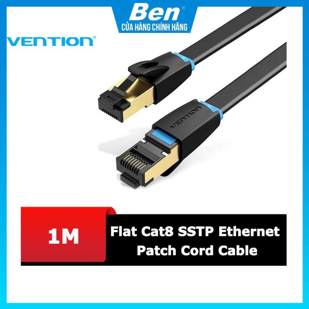 Lan cable - Dây cáp mạng Cat8 Ethernet Cable RJ45, dẹt, tốc độ cao 2000Mhz 40Gbps Vention, dài 1m đến 5m IKCB