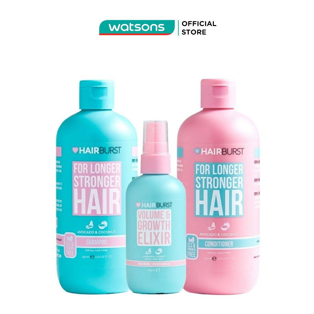 Combo Hairburst Kích Thích Mọc Tóc (Set Dầu Gội 350ml &amp; Dầu Xả 350ml + Xịt Dưỡng Tóc 125ml)