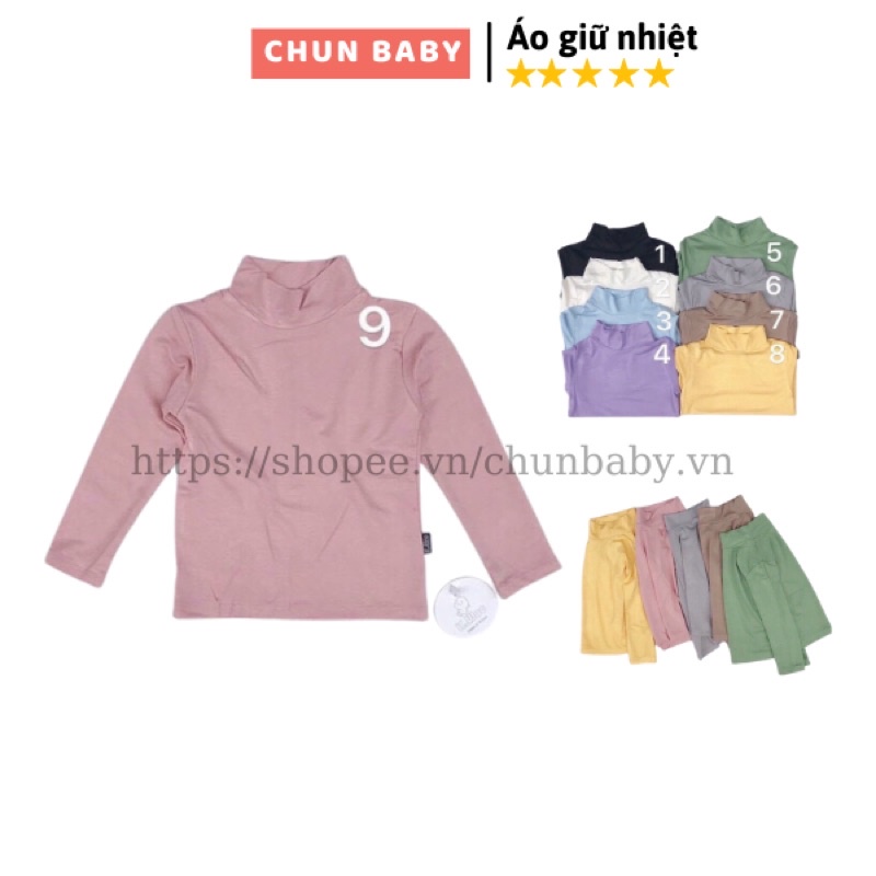 Áo giữ nhiệt cho bé trai và bé gái cổ 3 phân K.woo, áo bún siêu mềm mịn