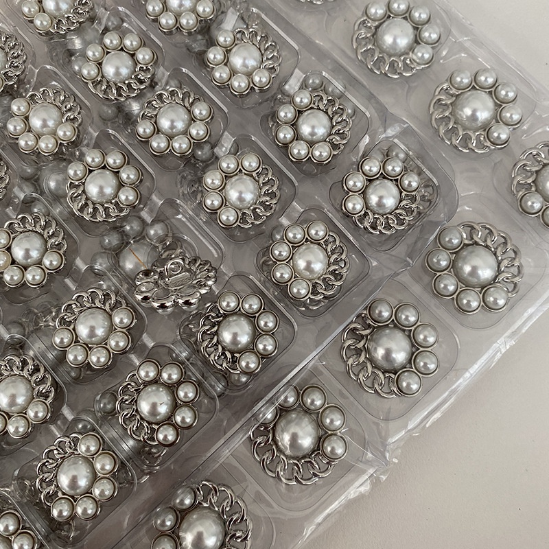 Bộ 5 Nút Áo Hình Hoa Đính Ngọc Trai Giả Bằng Kim Loại Thời Trang Cho Nữ