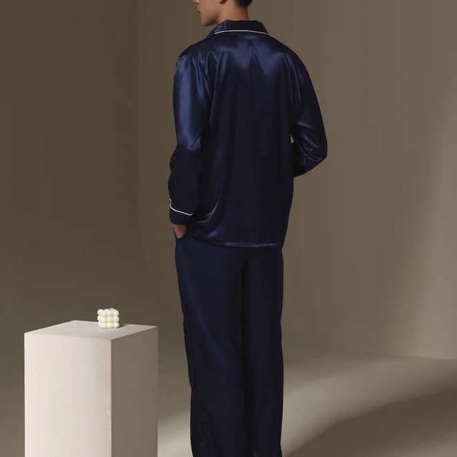 Đồ bộ ngủ nam nữ, Pijama dài tay mặc nhà chất Lụa Satin cao cấp