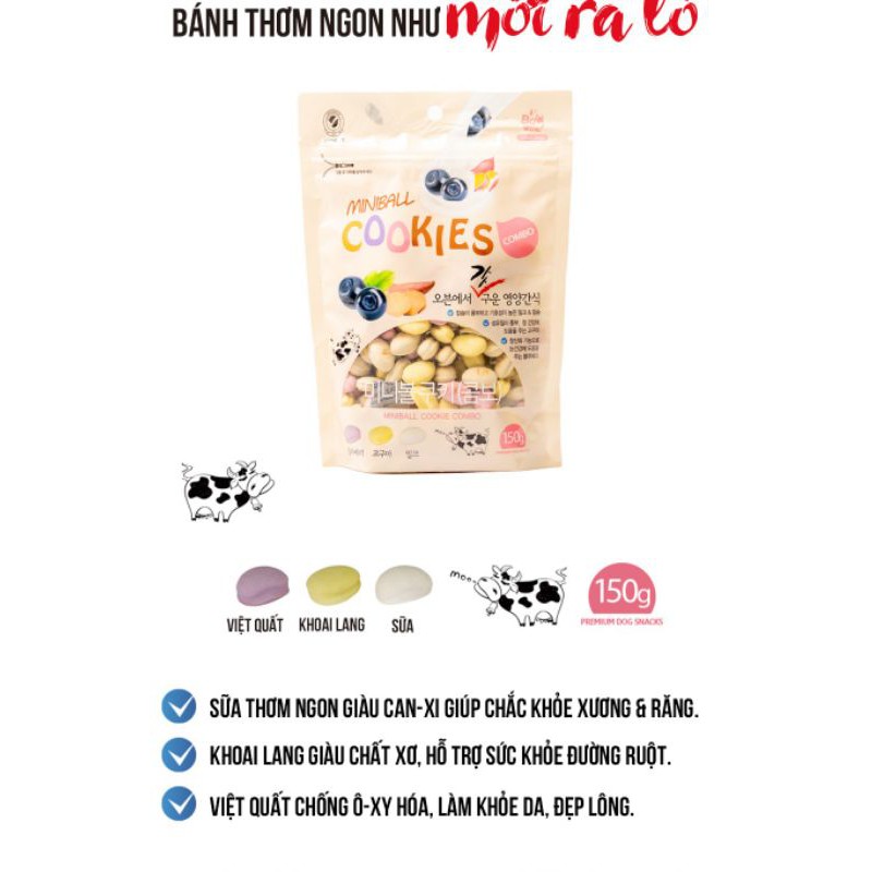 150GBÁNH COOKIES HỖN HỢP là món ăn nhẹ khoái khẩu của các chú chó,để bổ sung dưỡng chất và dùng trong huấn luyện.