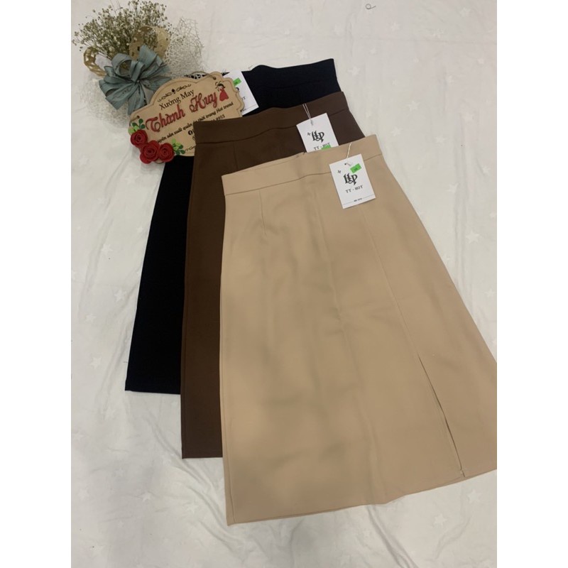 Chân váy dài ulzzang,chân váy a xẻ cạnh,chất tuyết mưa