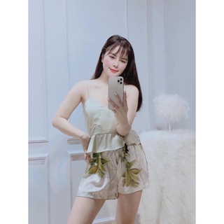 Bộ lụa hai dây hoạ tiết cao cấp