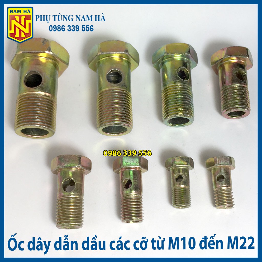 Ốc dây dẫn dầu đủ cỡ M10 đến M22 cho ô tô, máy xúc máy ủi máy công trình