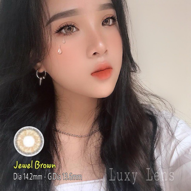 [ Ảnh Thật ] Lens Jewel Brown 0 Độ Lens Hàn Quốc - LUXY LENS [ Cam Kết Chất Lượng]