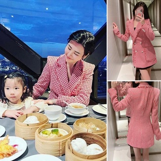 ÁO BLAZER NỮ HOẠ TIẾT HOUNDSTOOTH MÀU ĐỎ TRẮNG - 2443/148