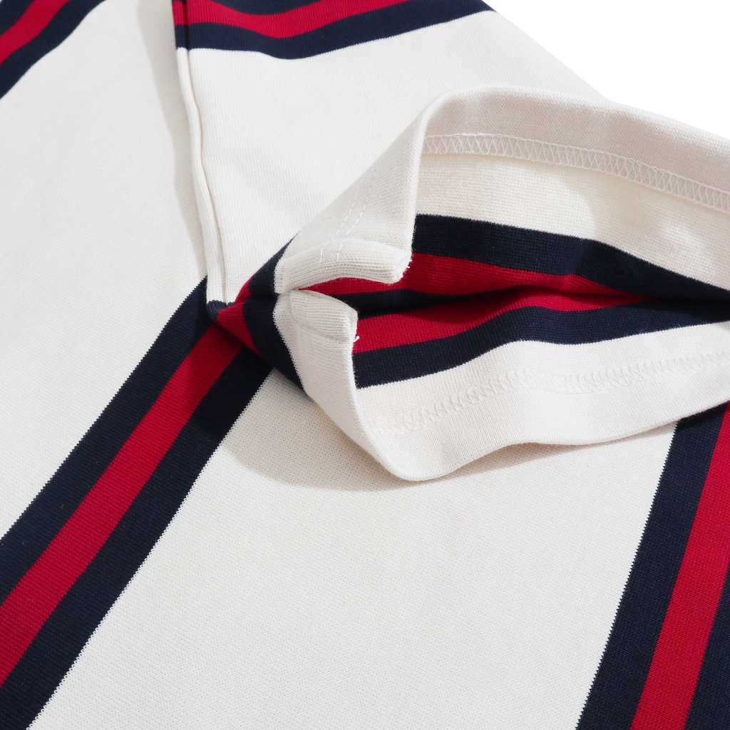 Áo Thun Polo Nam Cổ Bẻ Sọc Xanh Đỏ BY COTTON Red Navy Stripe Polo | BigBuy360 - bigbuy360.vn