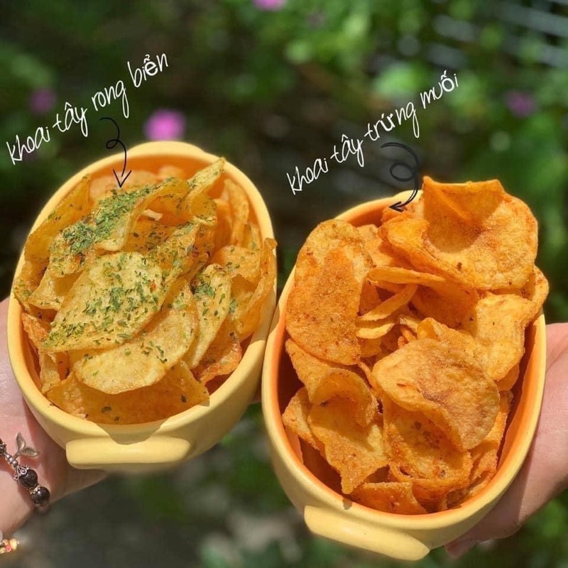Snack khoai tây lắc trứng muối, lắc rong biển, mắm ớt