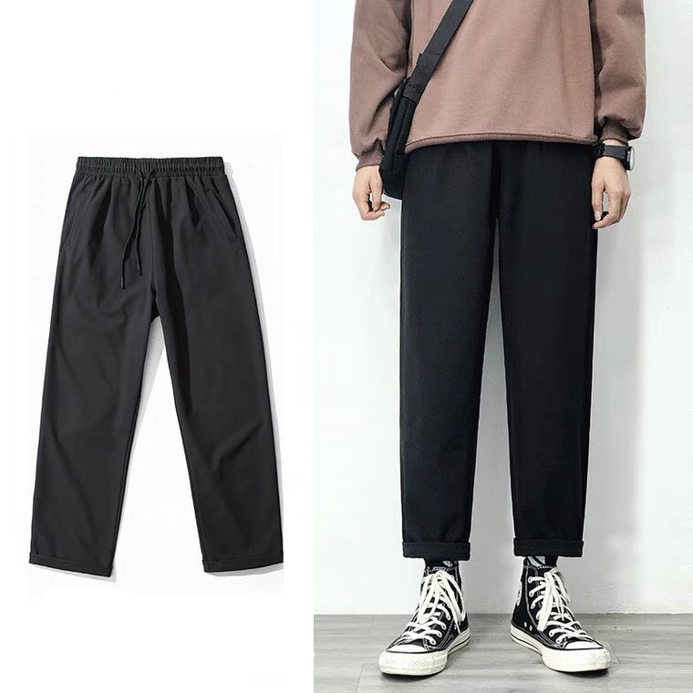 Quần KaKi Pants Dáng Suông Unisex Màu Đen Chất Vải KaKi Mềm Co Giãn BC072