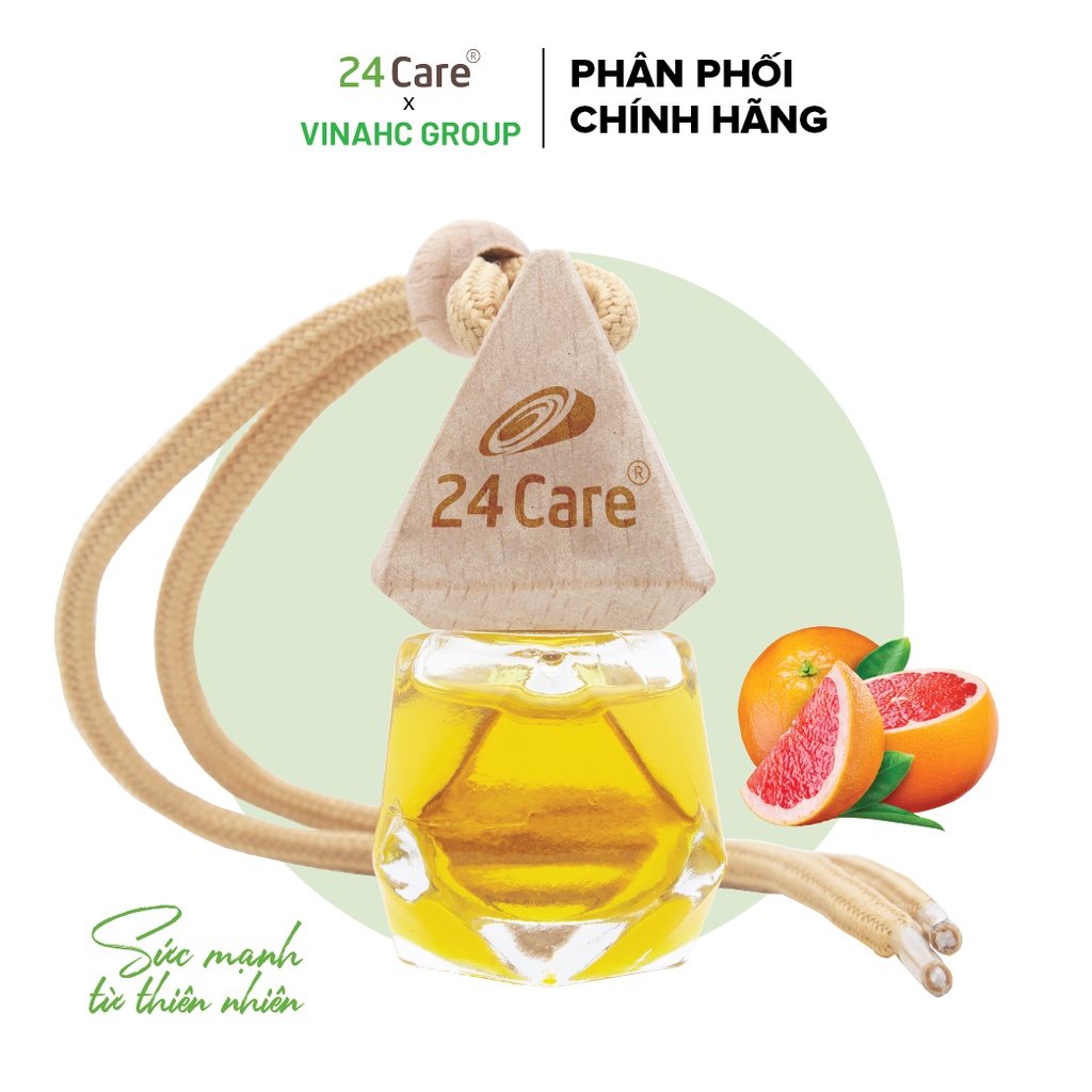 Lọ treo tinh dầu ô tô cao cấp Bưởi Chùm 24Care 7ml - treo ô tô, treo tủ đồ