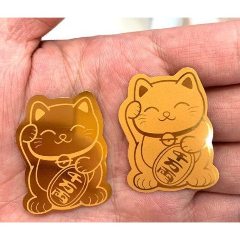 Mèo thần tài mạ vàng 24k cầu may mắn tiền tài.