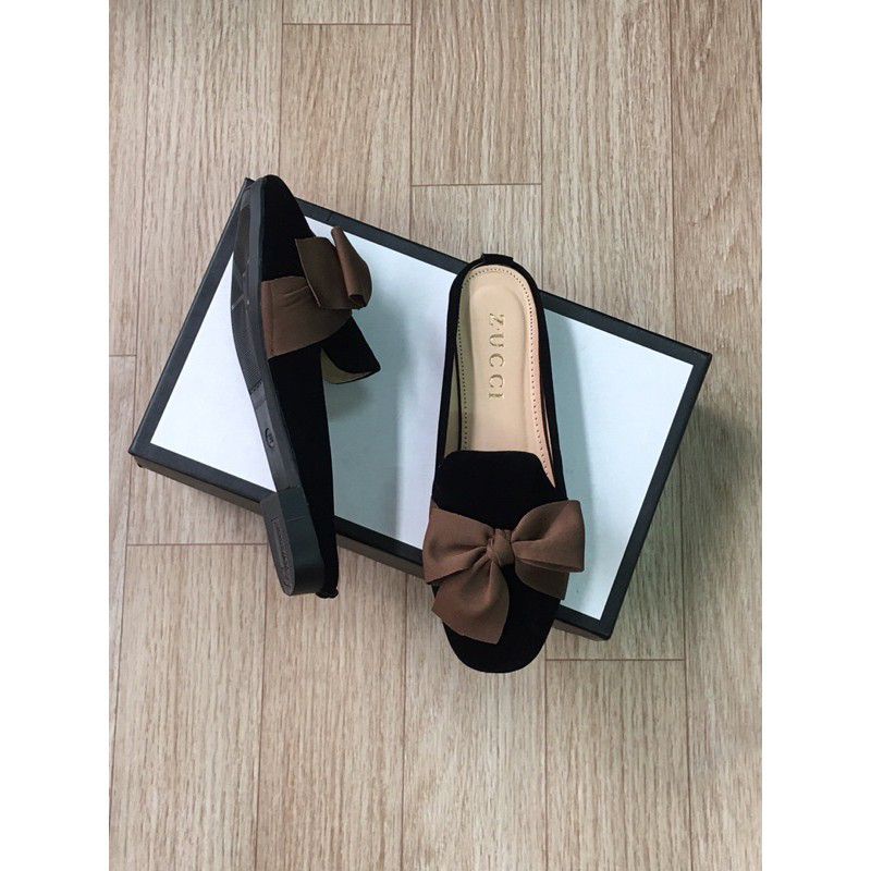 Giầy sục mũi vuông phối nơ siêu xinh hót