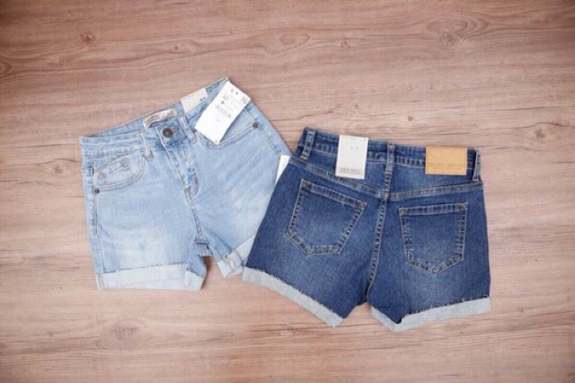 Quần short gập gấu cạp cao
