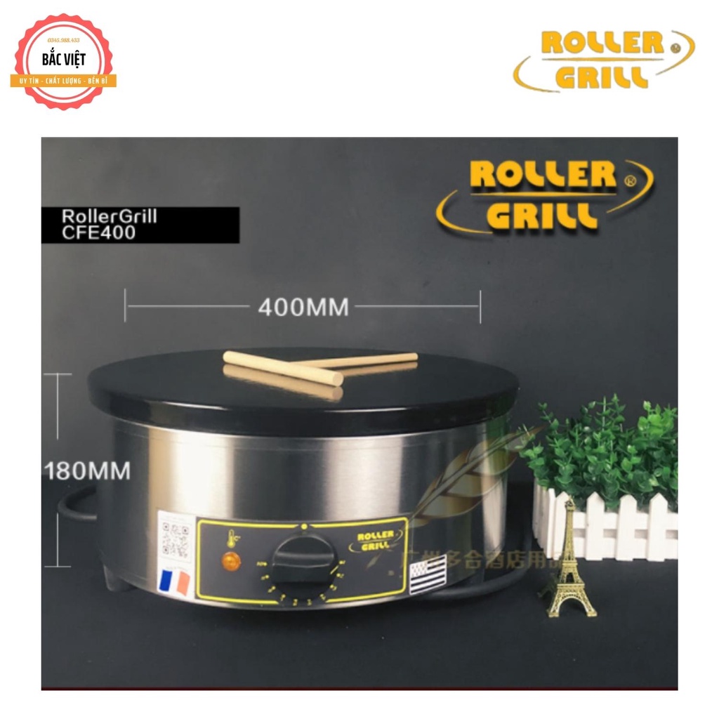 Máy làm bánh crepe Roller Grill CFE 400 tròn điện Pháp mặt gang tráng men siêu bóng - Bảo hành 12 tháng