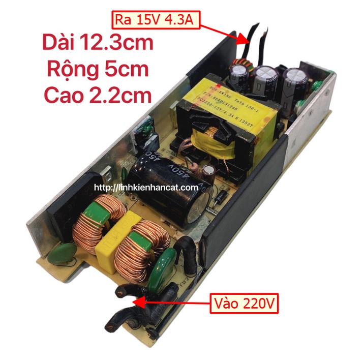 Nguồn 15V 4.3A Không Vỏ