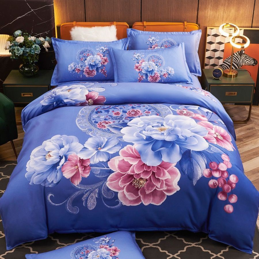 Bộ Chăn Ga Và Vỏ Gối Màu Đỏ Không Phai Họa Tiết Đám Cưới Phong Cách Mới