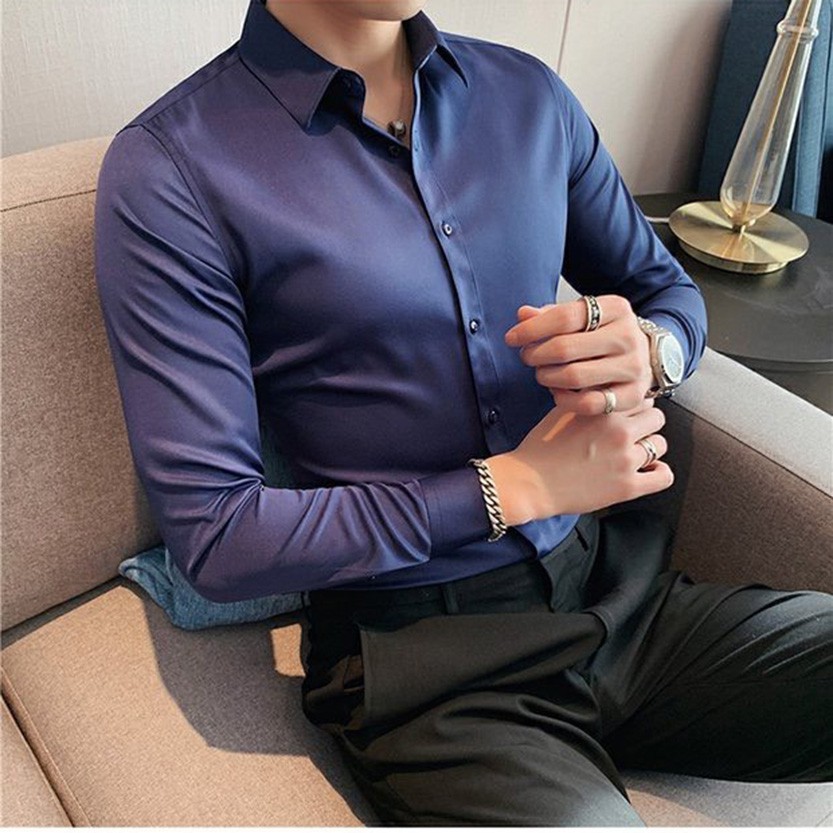 Áo sơ mi nam, áo sơ mi lụa chất cao cấp chống nhăn chống xù DP STORE | BigBuy360 - bigbuy360.vn