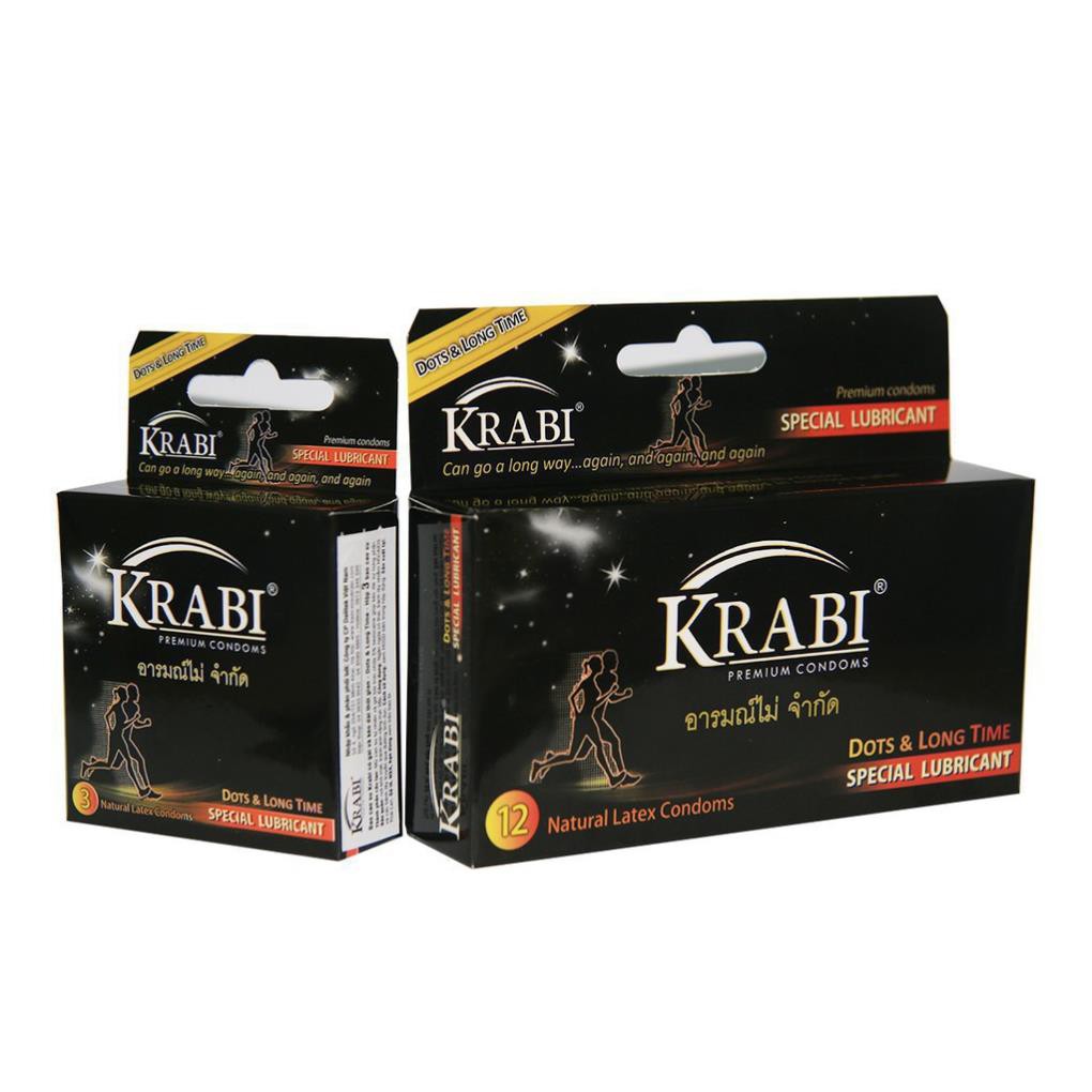 [CHE TÊN] [TRỊ XUẤT TINH SỚM -100%] Bao cao su Krabi có gai và kéo dài thời gian | Dots & Longtime Krabi Premium Condoms