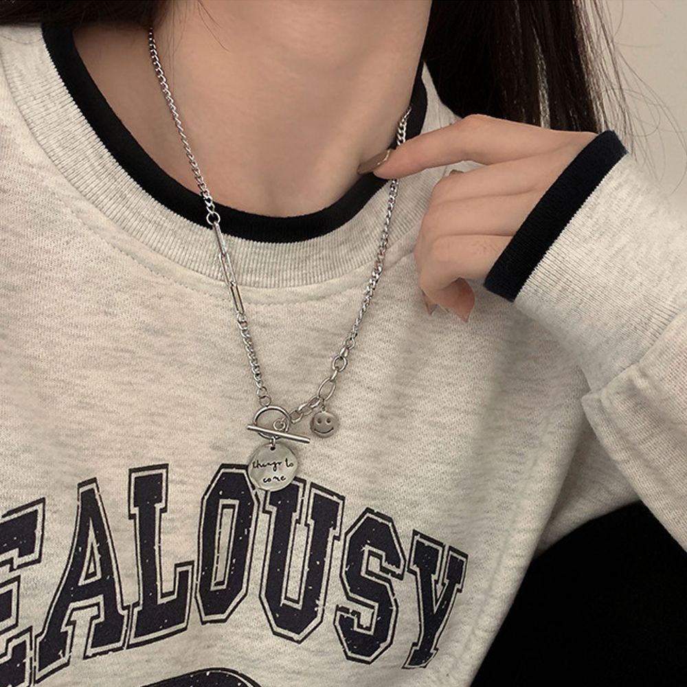 Vòng cổ choker hình mặt cười phối tua rua phong cách cổ điển Hàn Quốc cho nam và nữ