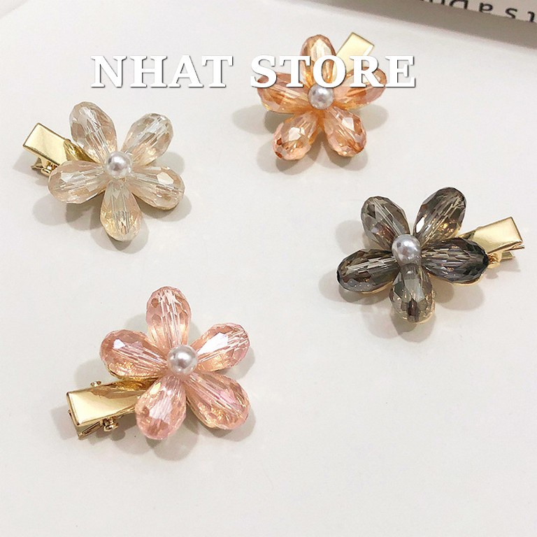 Kẹp tóc cho bé xinh xắn, cặp tóc bông hoa đính đá Nhat Store