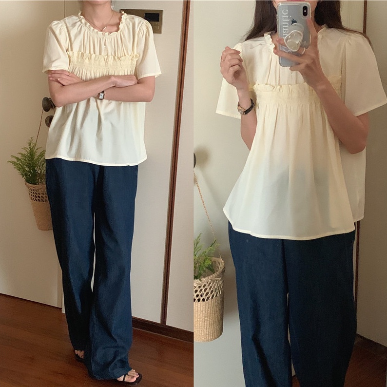 SUXI Áo Sơ Mi Tay Ngắn Dáng Rộng Màu Sắc Kẹo Ngọt Đơn Giản Dễ Phối Đồ Thời Trang Cho Nữ