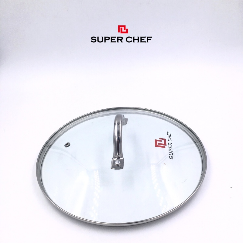 Nắp Nồi Chảo Kính Cường Lực Vành Inox Tròn Super Chef