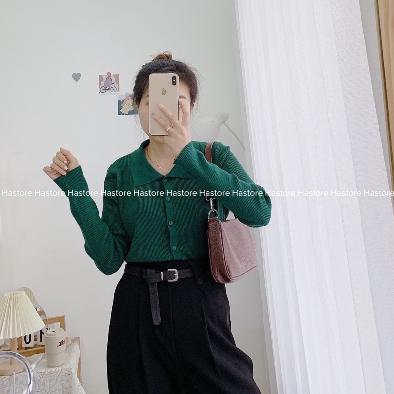 Áo len cài cúc cổ polo xuất Hàn