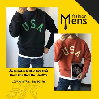 SWATER NAM IN CHỮ USA - ÁO SWEATER NAM NỈ BÔNG KHÔNG BAI XÙ (JWE7IY)