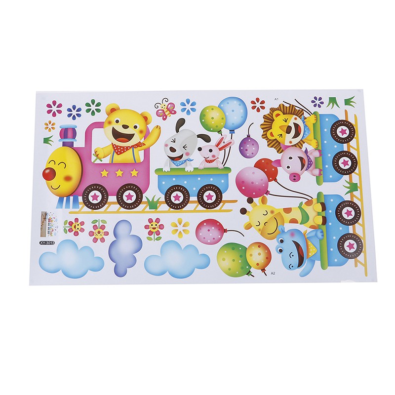 newhopetree Animals DIY Train Wall Sticker for Kids Baby Room Nursery Home Decor Mural Art