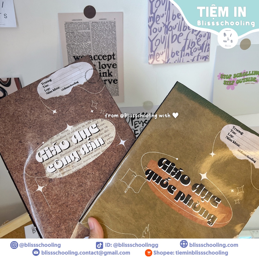 Giấy Bao Tập, Bao Vở Theo Môn Học Retro | Có CT Lớp 7 & Lớp 10 Mới | Đọc Kĩ Mô Tả | Tiệm In Blissschooling