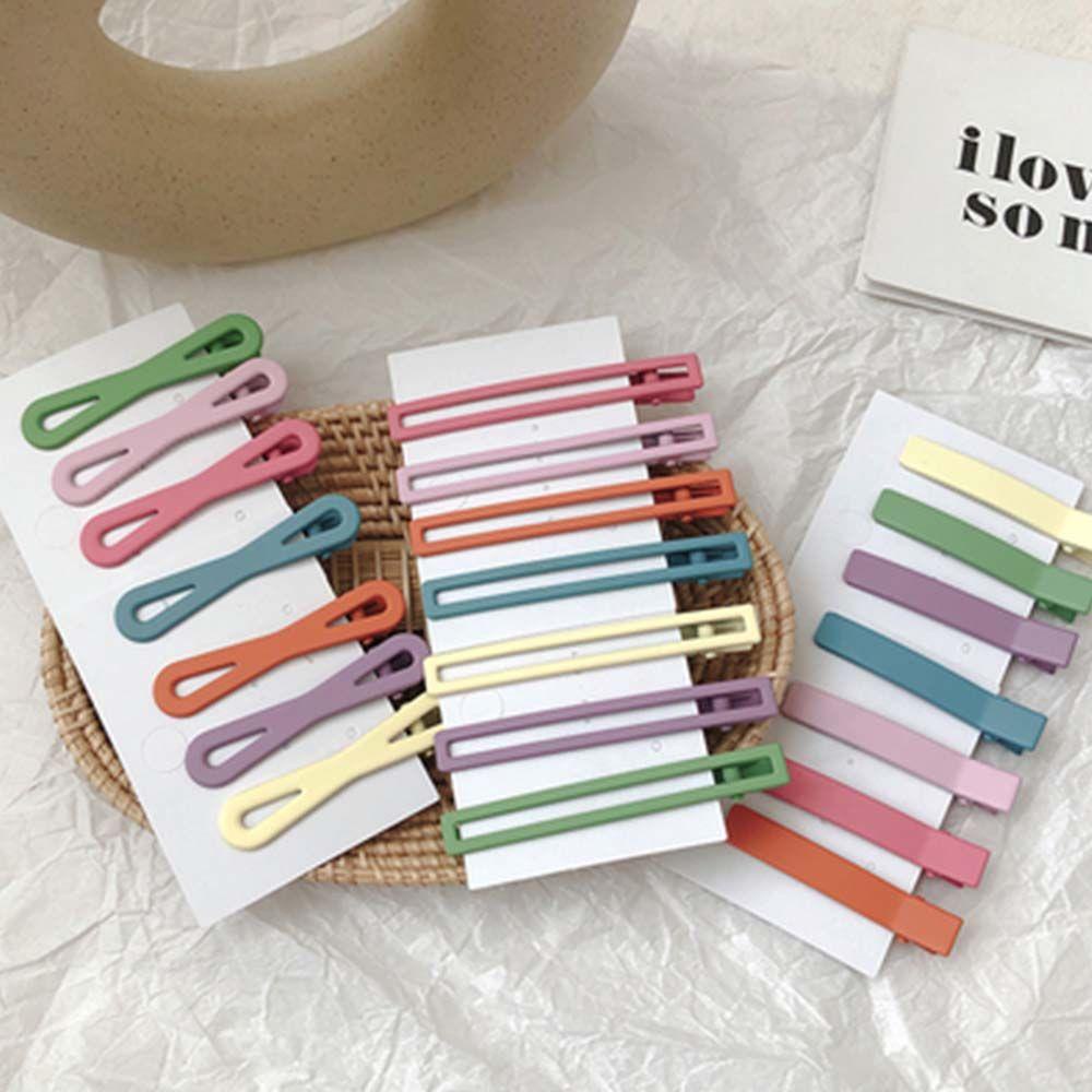 1 Set Kẹp Tóc Mỏ Vịt Nhiều Màu Sắc Họa Tiết Hình Học Trái Tim Vương Miện Tình Yêu Màu Trơn