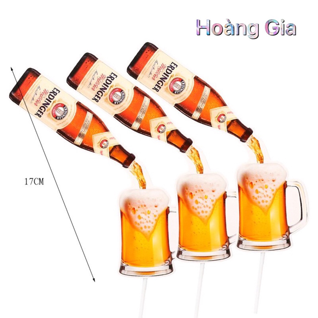 Phụ kiện trang trí bánh sinh bhật bánh kem - Sét thẻ giấy cắm rưọu và cốc bia