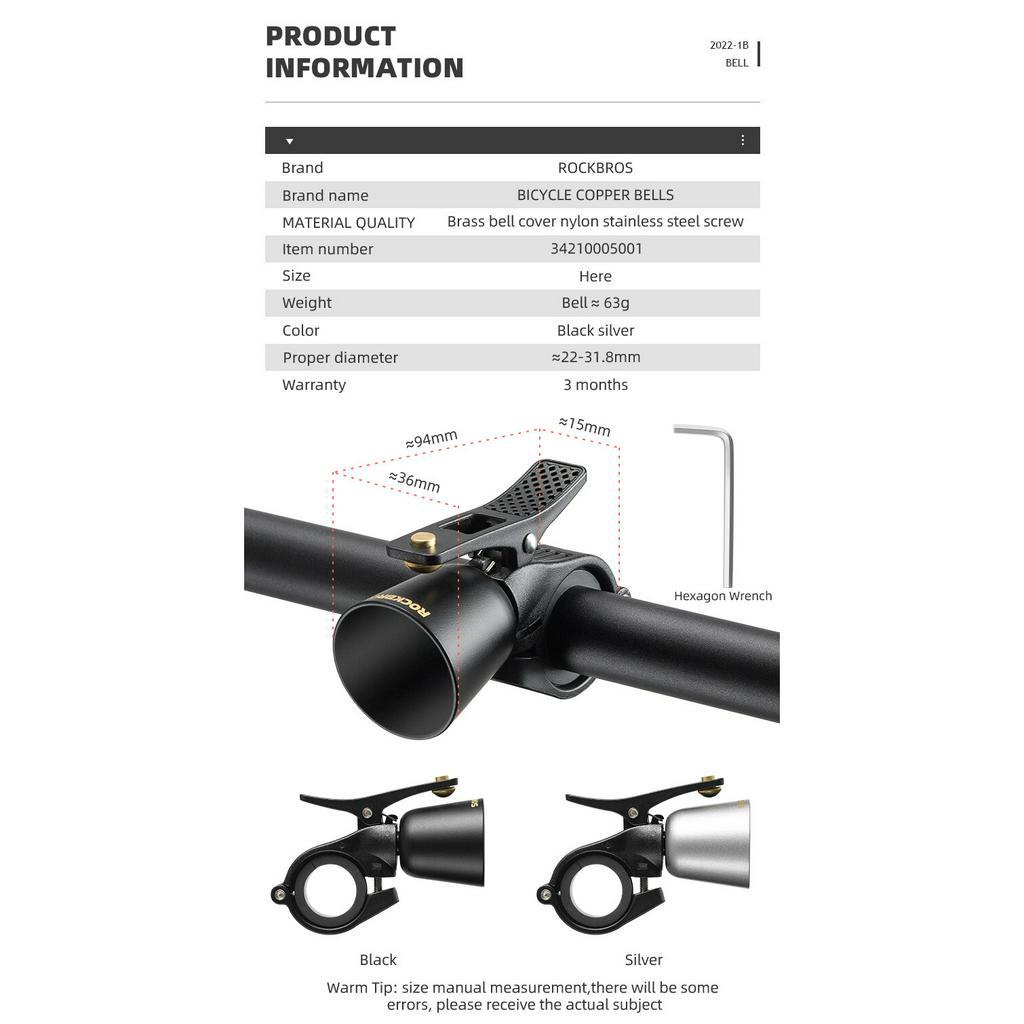 Chuông Xe Đạp Đồng Cổ Điển Rockbros thể thao bằng Hợp Kim Nhôm Siêu Nhẹ Chất Lượng Cao – Âm Thanh Giòn To