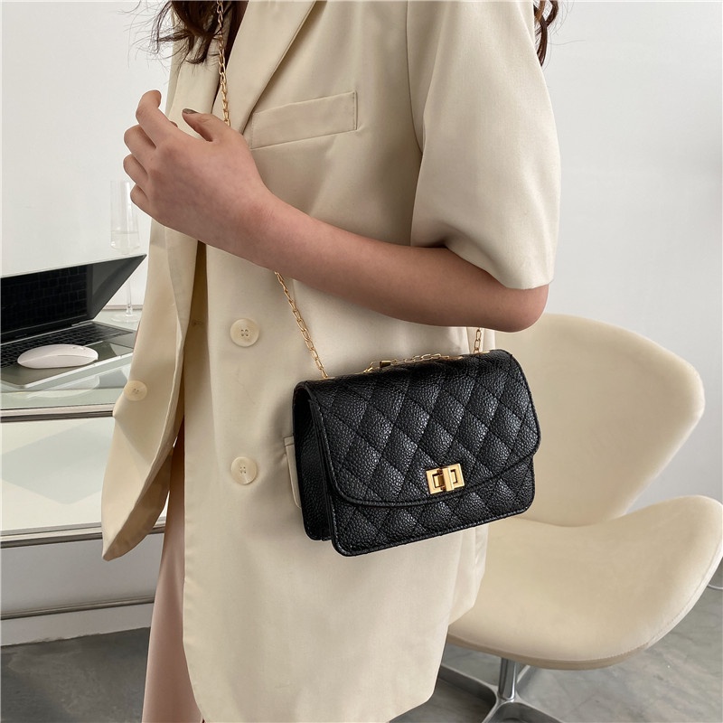 Túi Đeo Chéo Hình Vuông Màu Trơn Phong Cách Cổ Điển 2022 Thời Trang Cho Nữ