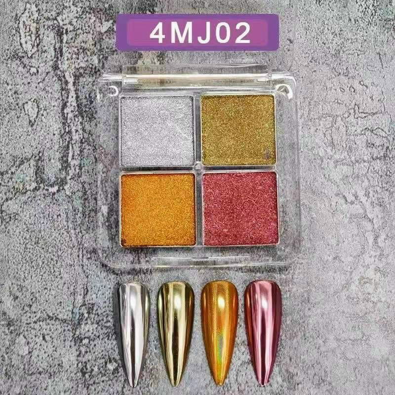 Sét Nhũ Tráng Gương - Trang Trí Móng Tay Với 4 Màu Tráng Gương Đẹp - Lẻ 1 Sét 4 Hũ