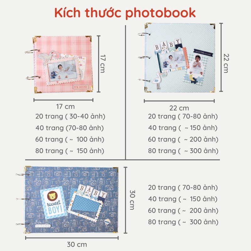 Album ảnh nghệ thuật cho bé, Album cho bé in sẵn trang trí 🍬🍼