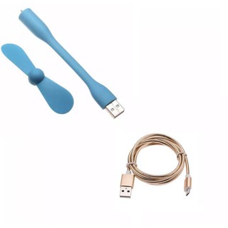 Quạt USB mini cánh rời / USB Fan (Xanh) + Tặng cáp sạc bọc dù đầu Sam.sung siêu bền