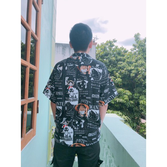 Áo sơ mi tay ngắn nam nữ URLYS form rộng sơ mi họa tiết tay lỡ cổ vest unisex ulzzang luffy
