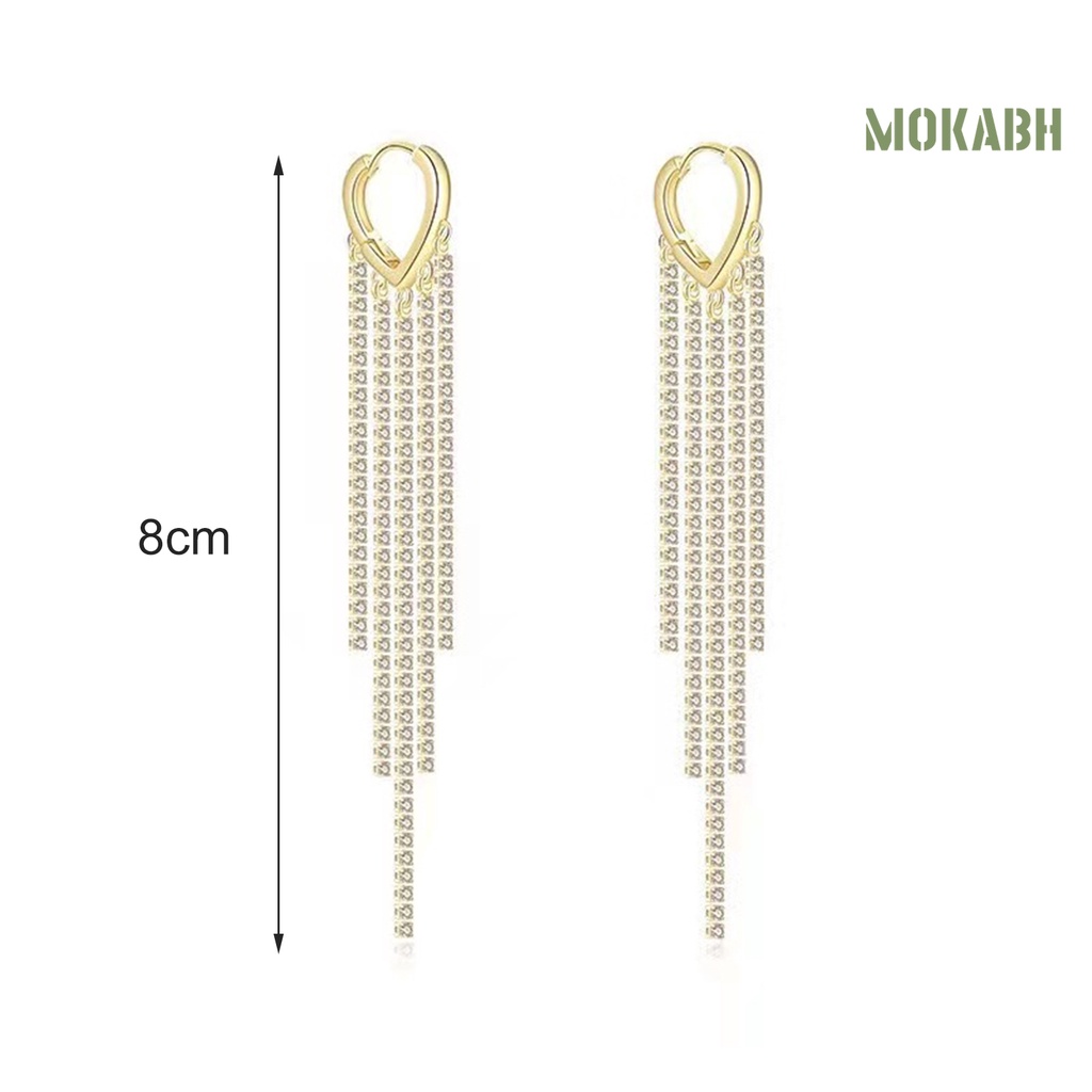 1 Đôi Bông Tai Dáng Dài Đính Đá Thời Trang Dành Cho Nữ