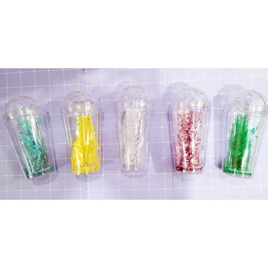 Cốc 2 lớp kim tuyến trơn CN15 cốc giữ nhiệt ly 2 lớp cốc làm lạnh dễ thương 500ml